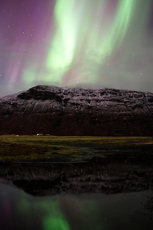 Aurora Borealis Mountain Reflection